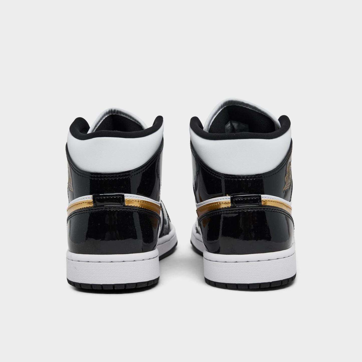 Men's Air Jordan Retro 1 Mid SE Casual Shoes - Black/Metallic Gold/White - view 4