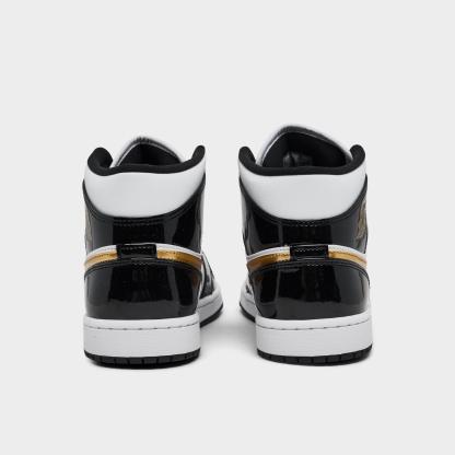 Men's Air Jordan Retro 1 Mid SE Casual Shoes - Black/Metallic Gold/White - view 4