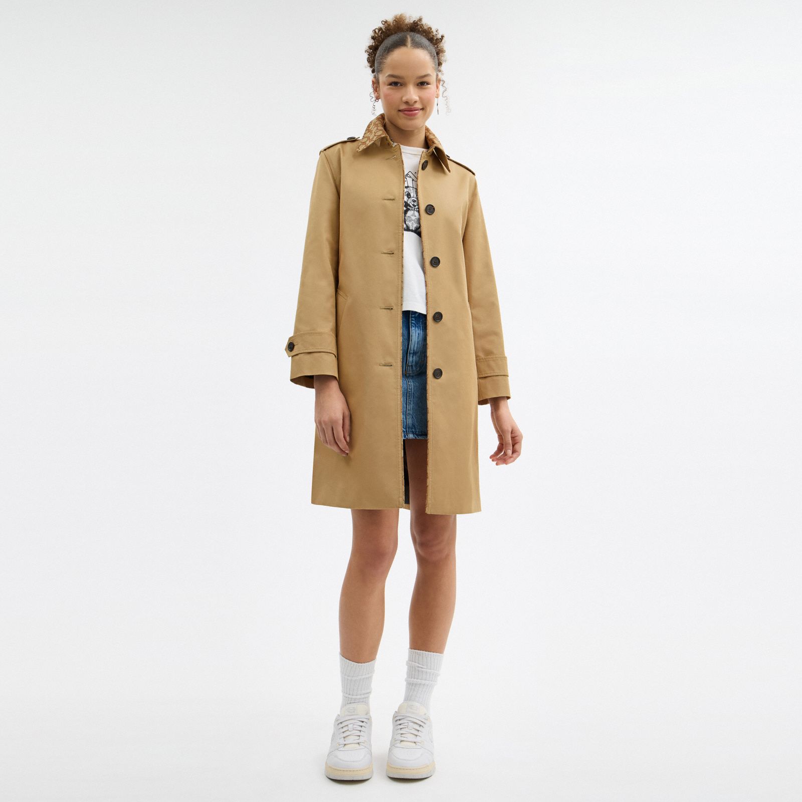 Trench With Signature Piping - Khaki - view 2
