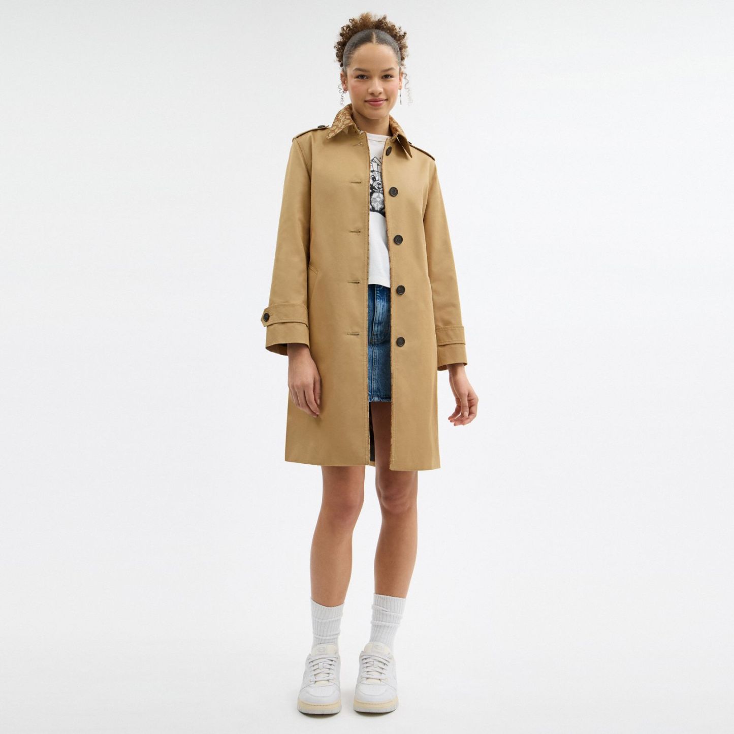 Trench With Signature Piping - Khaki - view 2