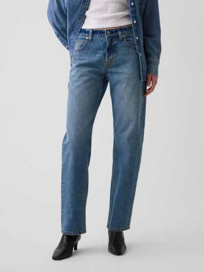 Mid Rise Straight Taper Jeans - Medium wash