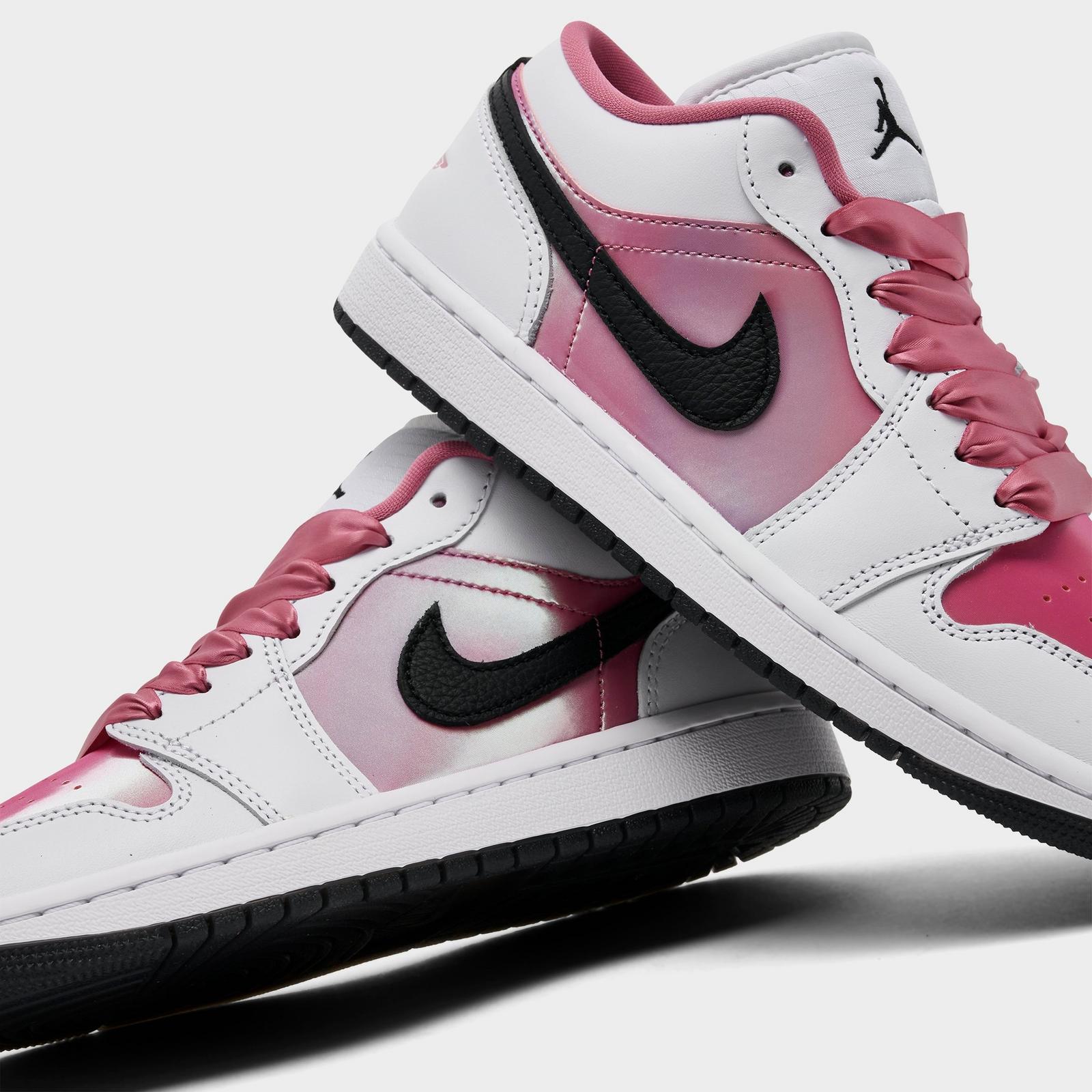 Women's Air Jordan Retro 1 Low SE Casual Shoes - White/Black/Desert Berry - view 3