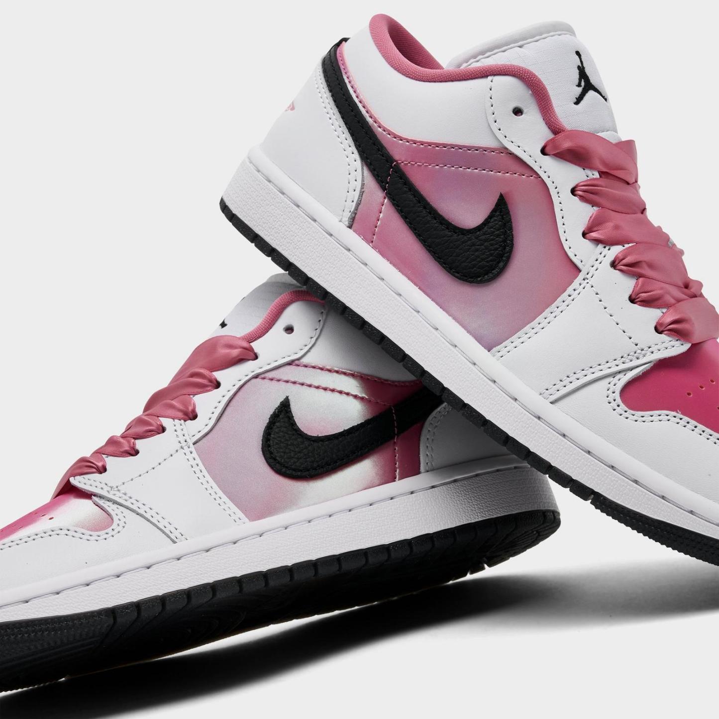 Women's Air Jordan Retro 1 Low SE Casual Shoes - White/Black/Desert Berry - view 3
