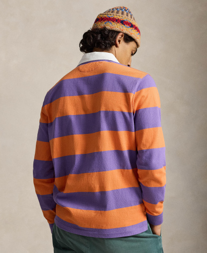 Polo Ralph Lauren Men's Iconic Rugby Classic-Fit Polo Shirt - Purple Lilac/kona Organge