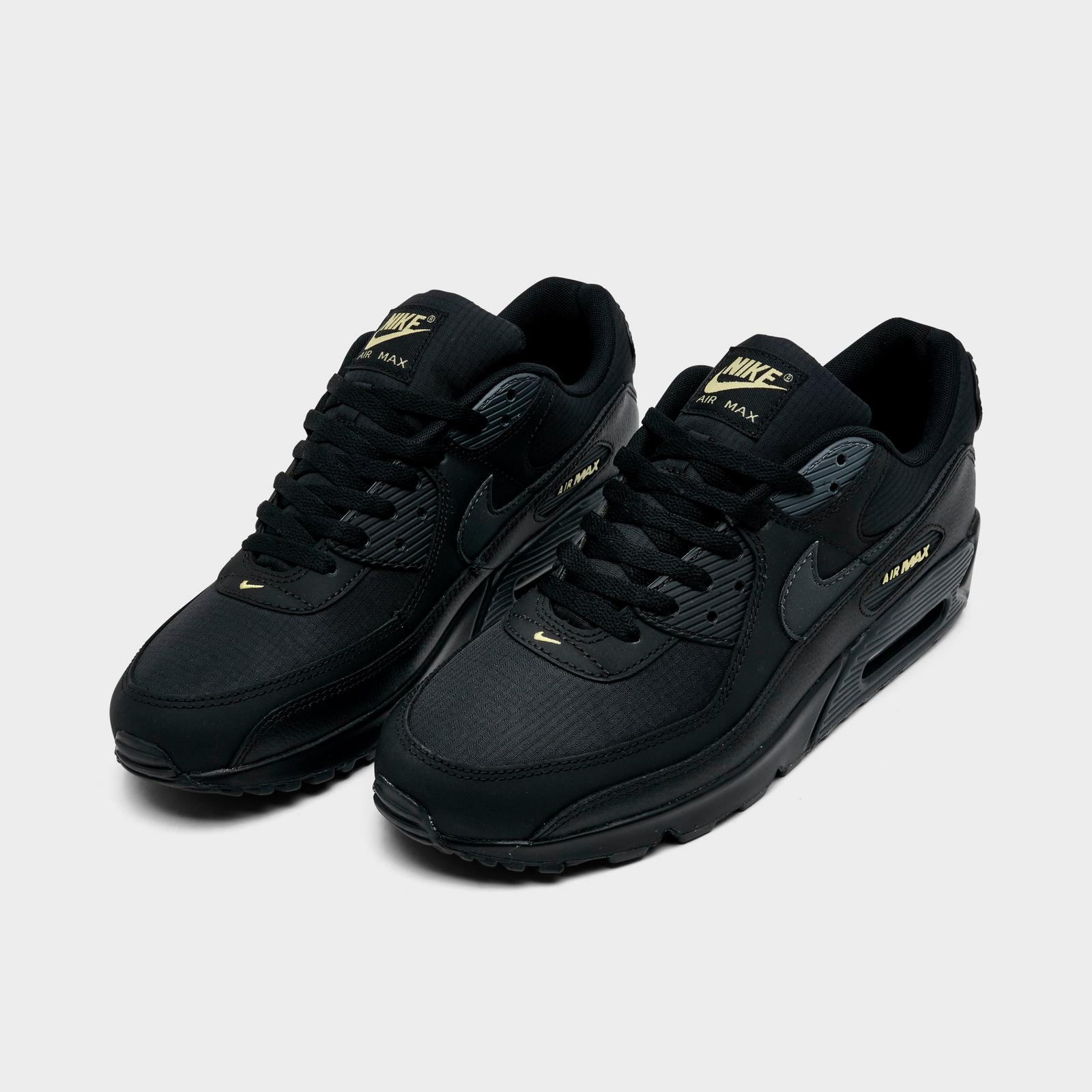 Men's Nike Air Max 90 Casual Shoes - Black/Buff Gold/Anthracite