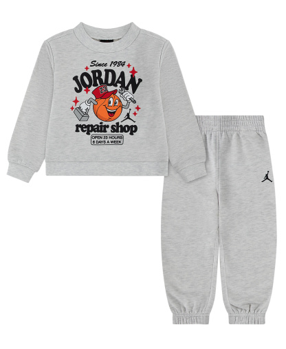 Jordan Boys' 4-7 Striped Fleece Long-Sleeve Top and Pants, 2-Piece Set - NEUTRAL GREY HEATHER