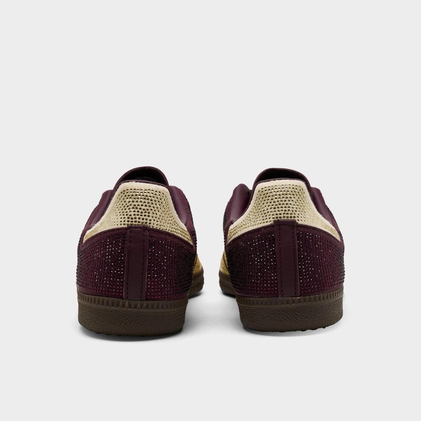 Women's adidas Originals Samba OG Rhinestone Casual Shoes - Maroon/Warm Vanilla/Gum - Back view