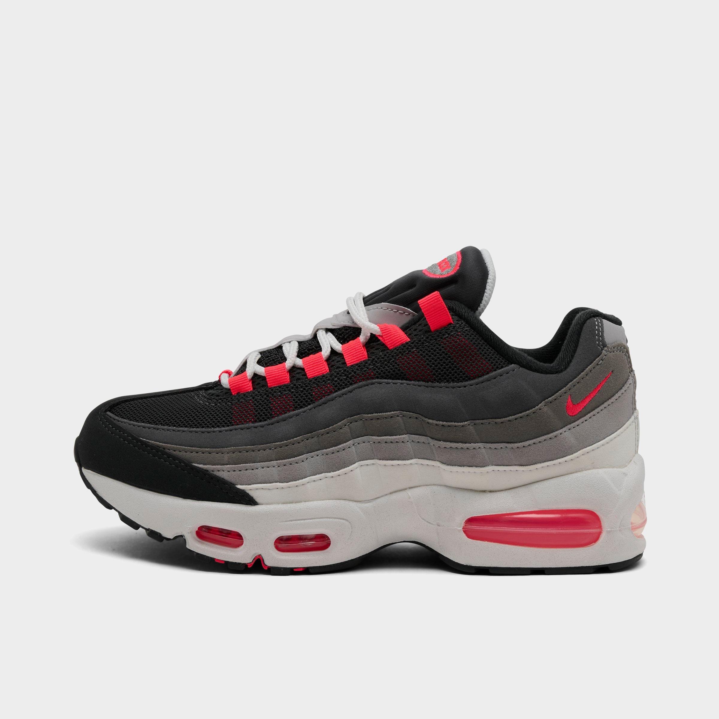 Big Kids' Nithtke Air Max 95 Big Bubble SE Casual Shoes - Anthracite/Solar Red/Light Graphite - Left shoe facing left. Outside of the shoe.