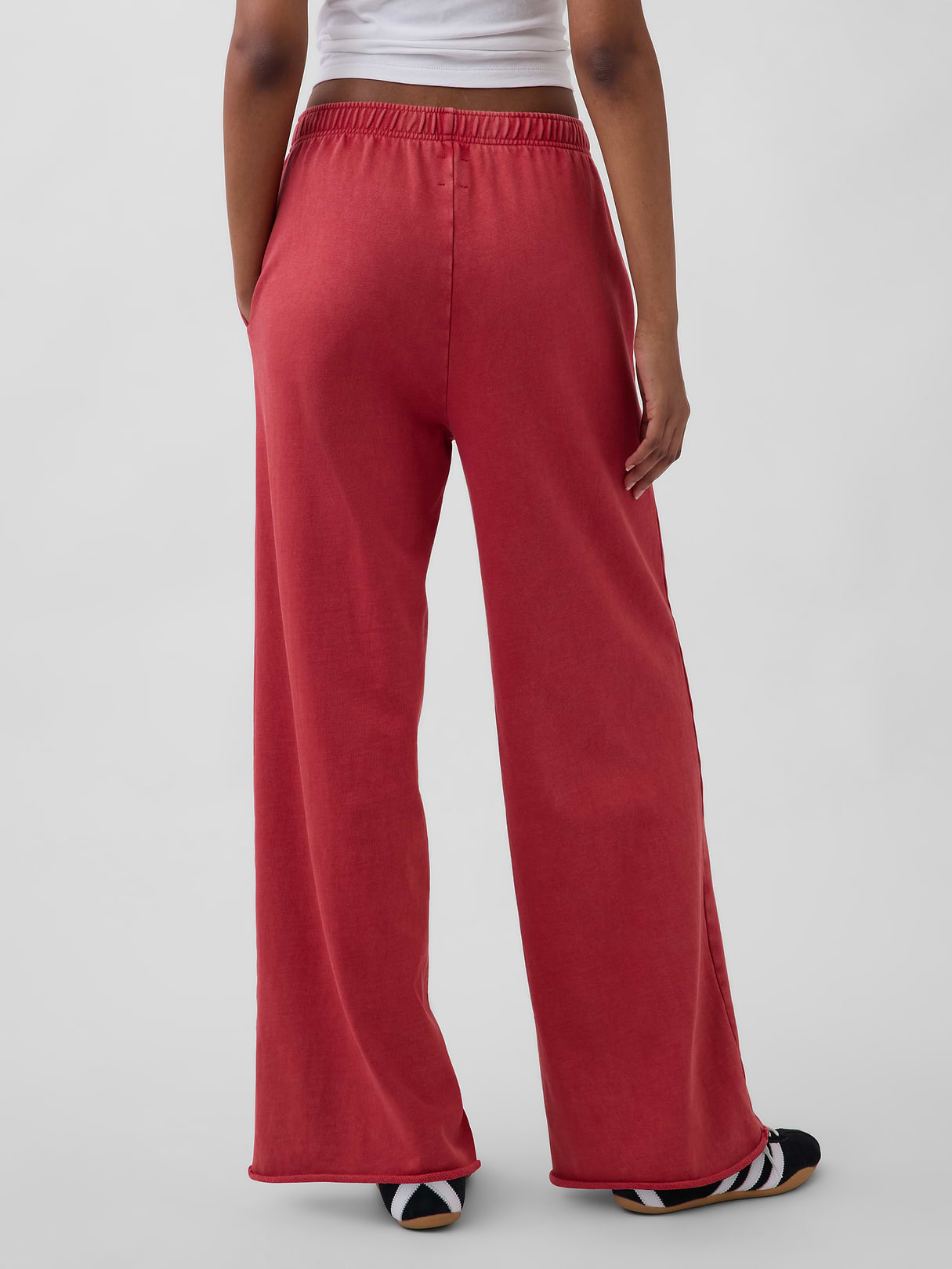 Mid Rise VintageSoft Terry Loose Sweatpants - Chakra red