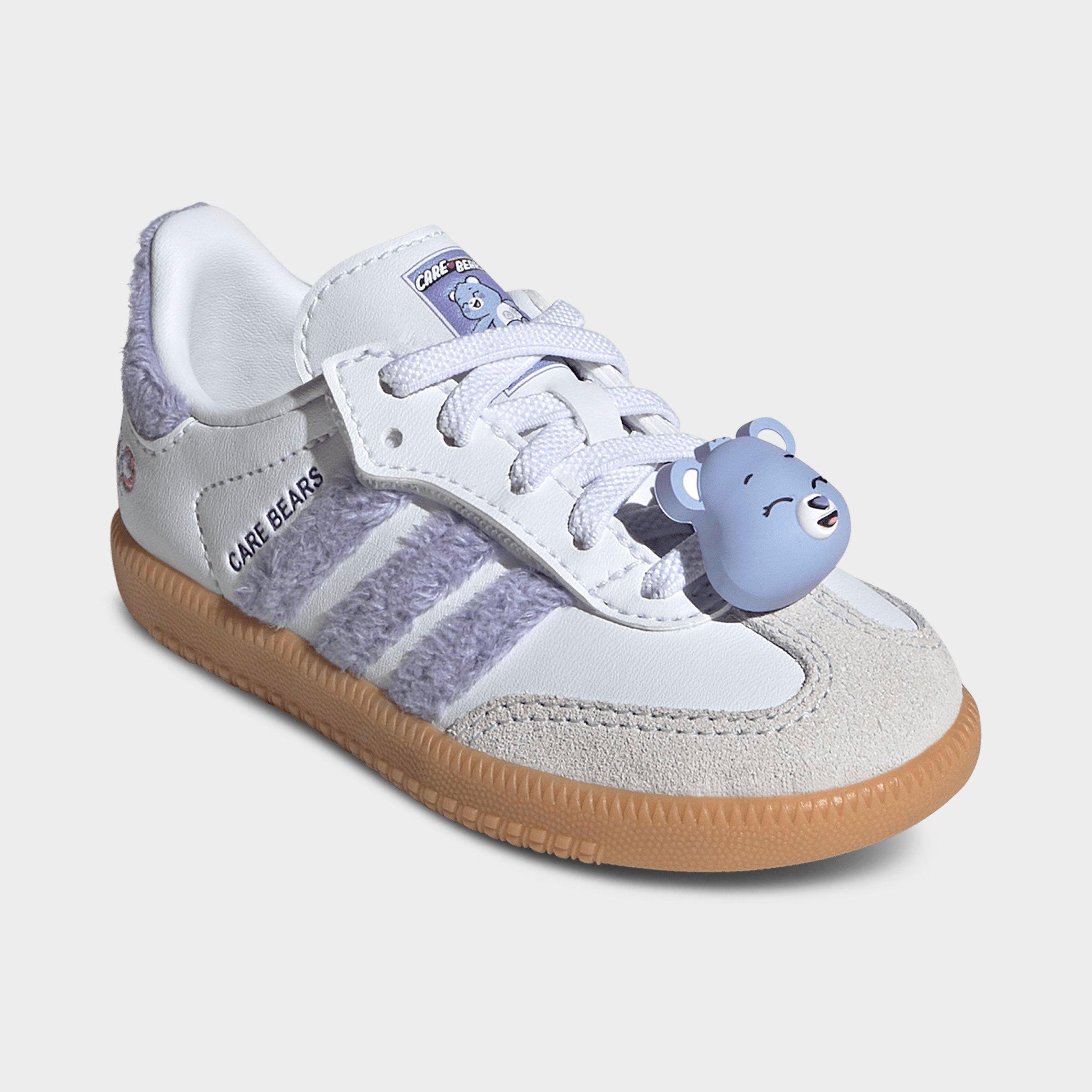 Kids' Toddler adidas Originals Samba OG Comfort Closure Stretch Lace Casual Shoes - Light Purple/Cloud White/Blue Dawn - Both shoes facing left