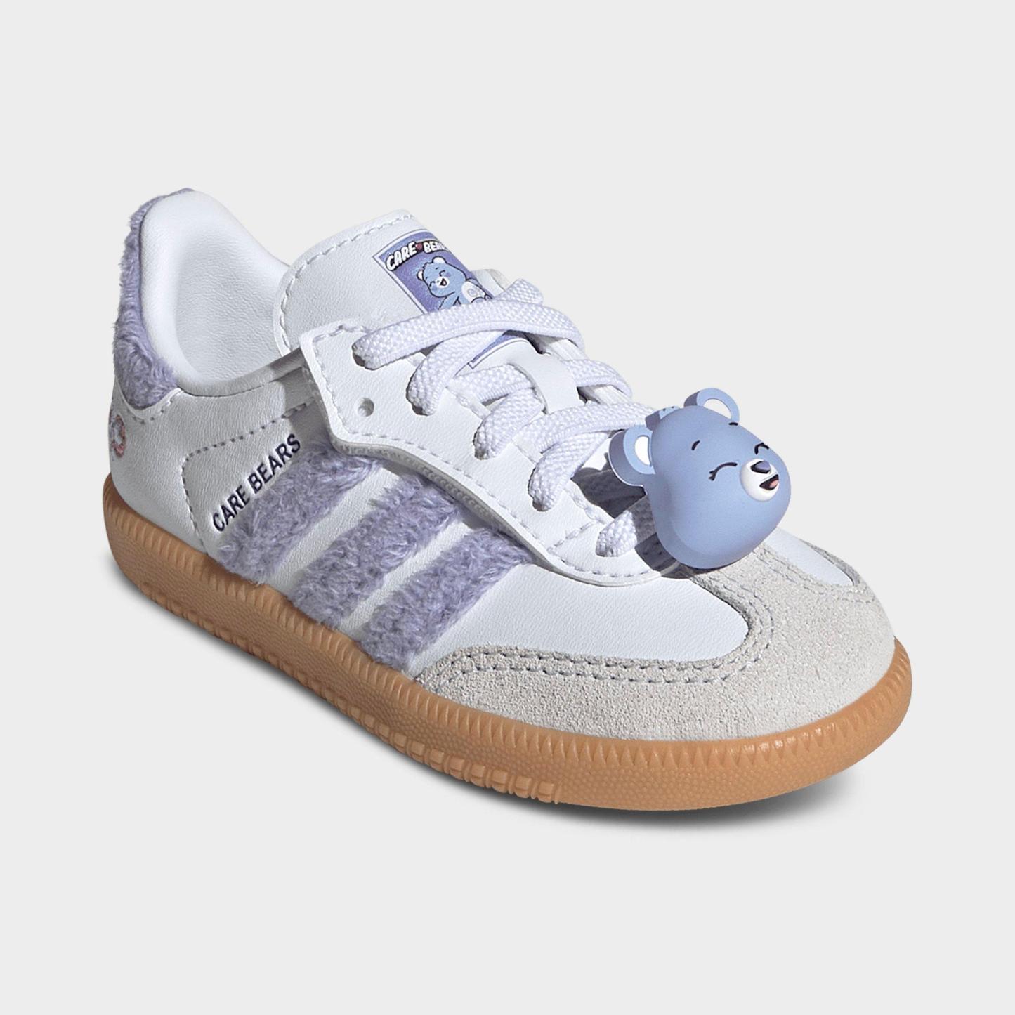 Kids' Toddler adidas Originals Samba OG Comfort Closure Stretch Lace Casual Shoes - Light Purple/Cloud White/Blue Dawn - Both shoes facing left