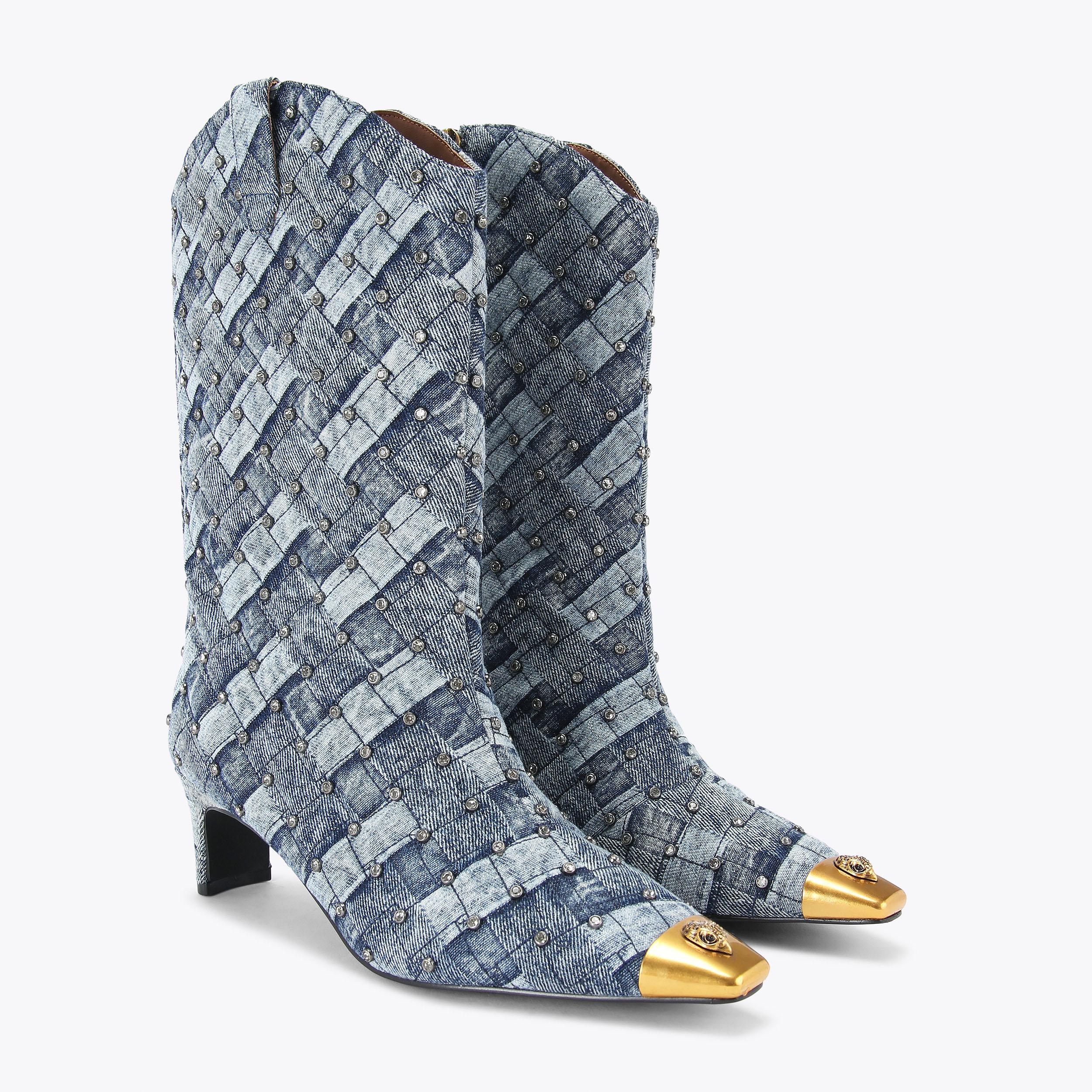 Kurt Geiger London Regent Denim Western Boot - Blue - view 3