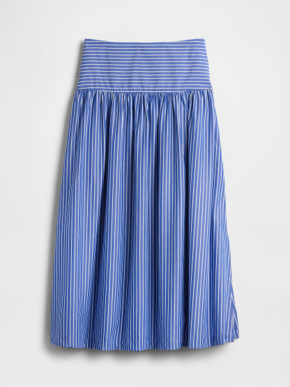 Poplin Drop-Waist Maxi Skirt - Blue stripe