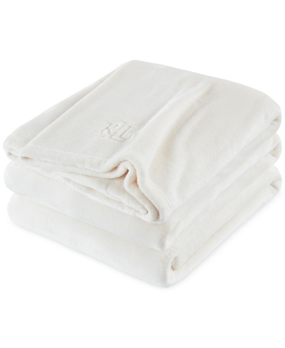 Lauren Ralph Lauren Micromink Plush Blanket, Twin - Cream