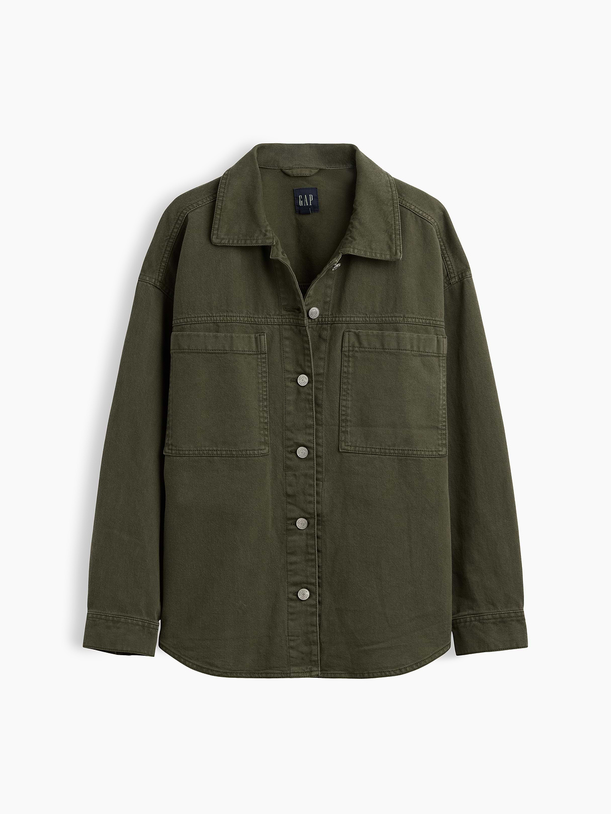 Denim Oversized Shirt Jacket - Black moss green