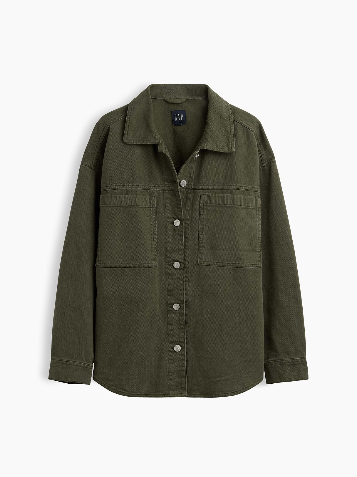 Denim Oversized Shirt Jacket - Black moss green