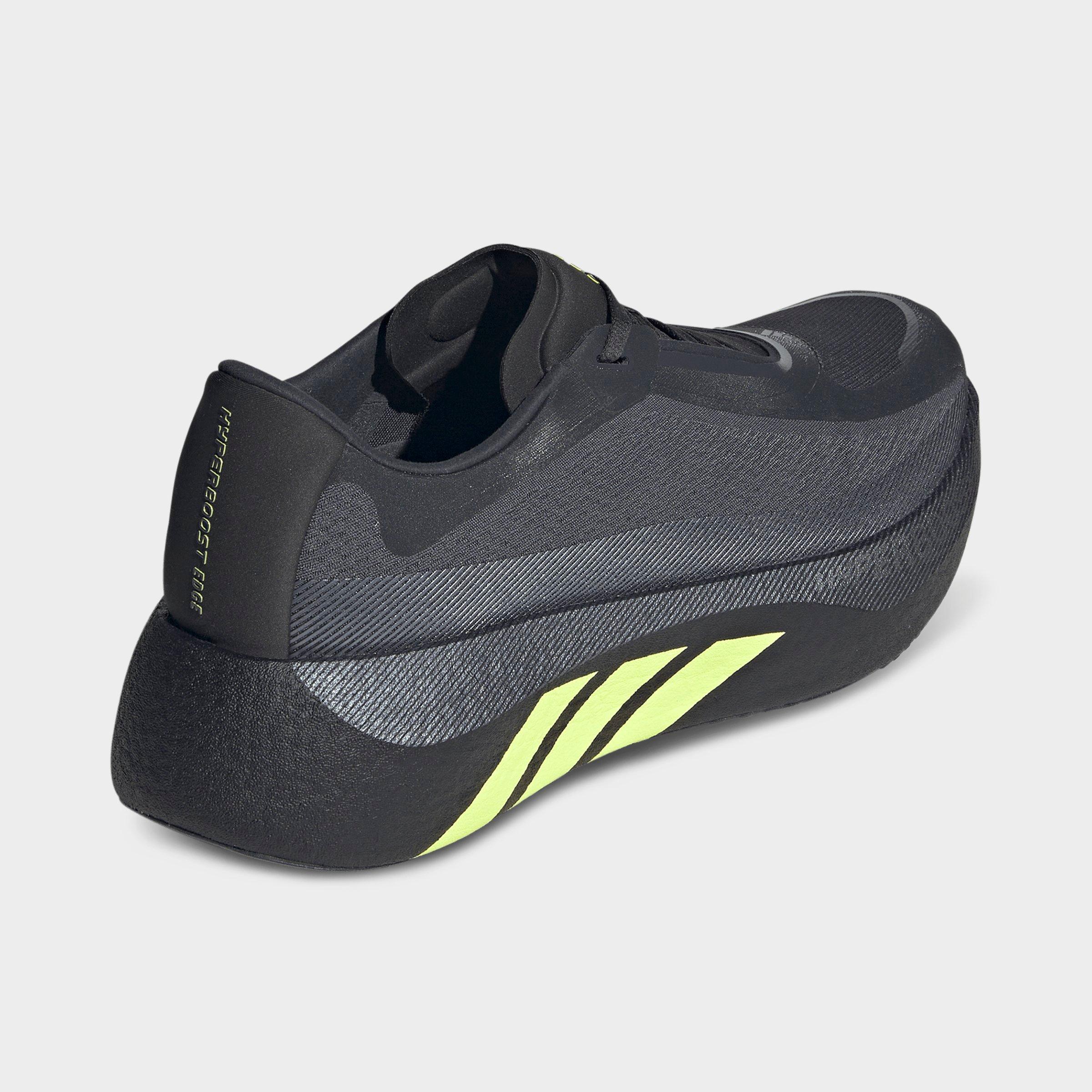 Men's adidas Hyperboost Edge Running Shoes - Part 2 - Carbon/Hi-Res Yellow/Grey - Back view