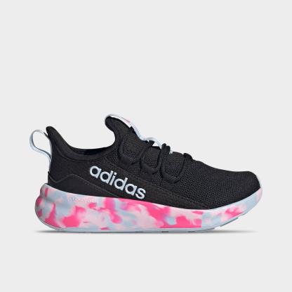 Girls' Little Kids' and Big Kids' adidas Lite Racer Adapt 8.0 Stretch Lace Casual Shoes - Part 1 - Core Black/Crystal Sky/Shock Pink - Left shoe facing left. Outside of the shoe.