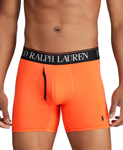 Polo Ralph Lauren Men's 3-Pack 4-D Flex Cool Microfiber Boxer Briefs - Black/Orange/Green