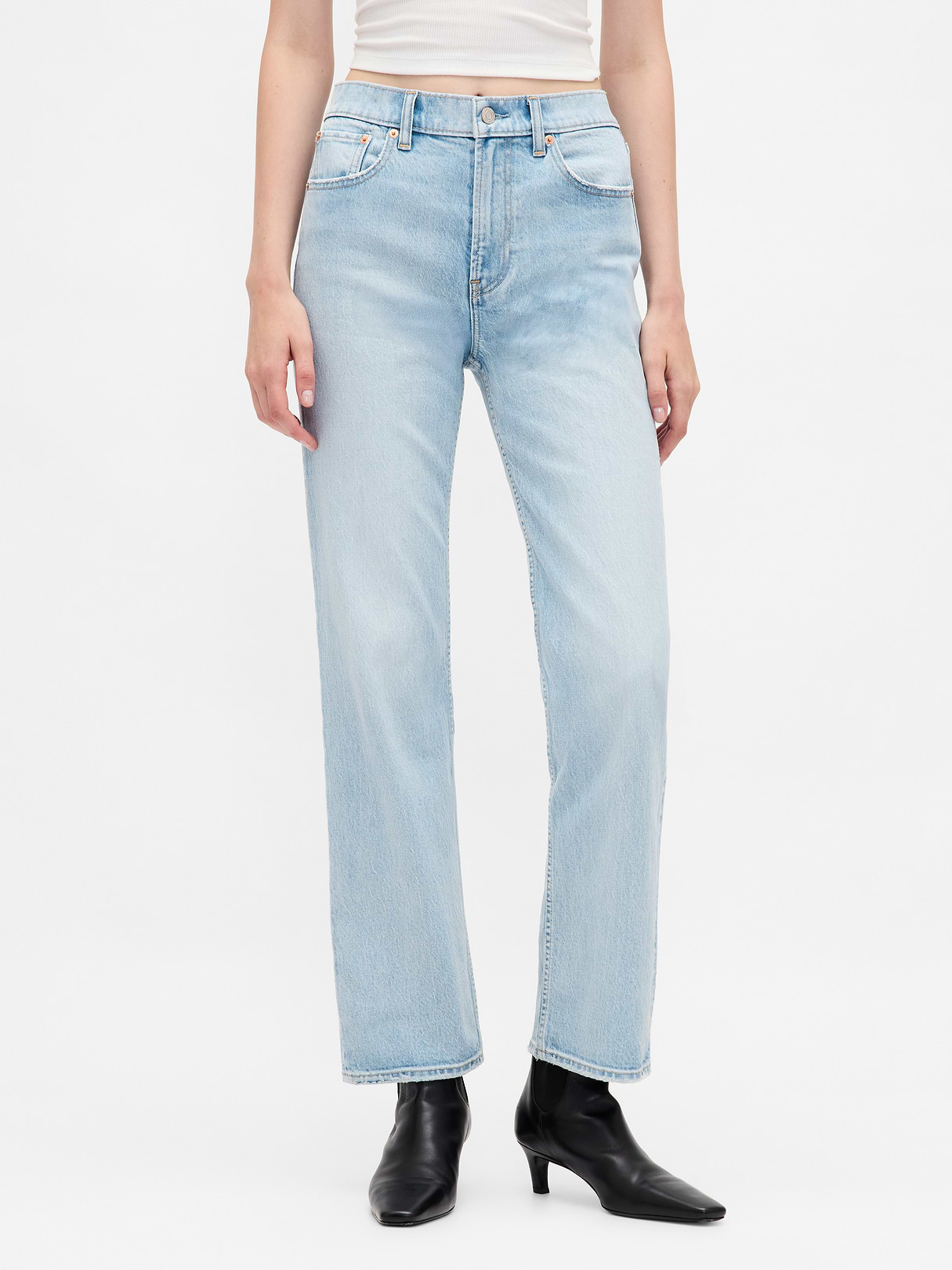 High Rise ’90s Slim Straight Crop Jeans - Light indigo
