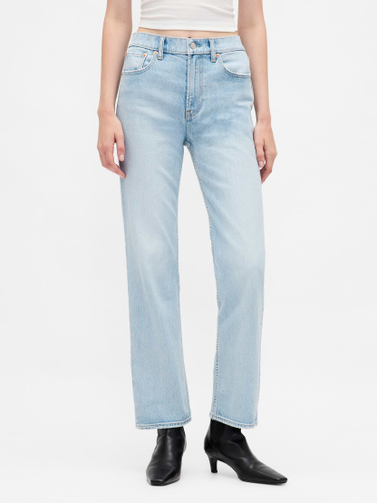 High Rise ’90s Slim Straight Crop Jeans - Light indigo