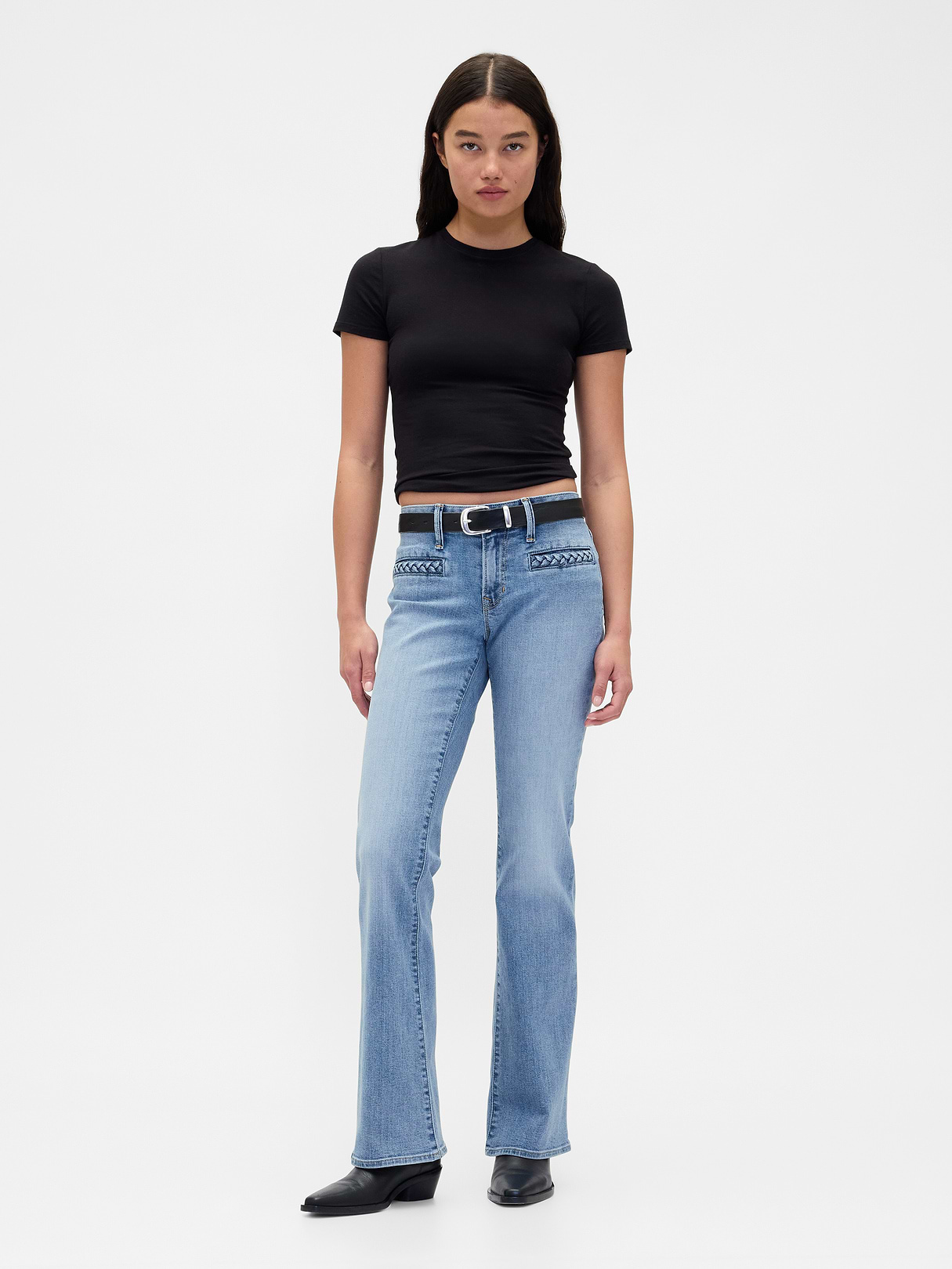 Low Rise Long & Lean Split-Hem Jeans - Light indigo