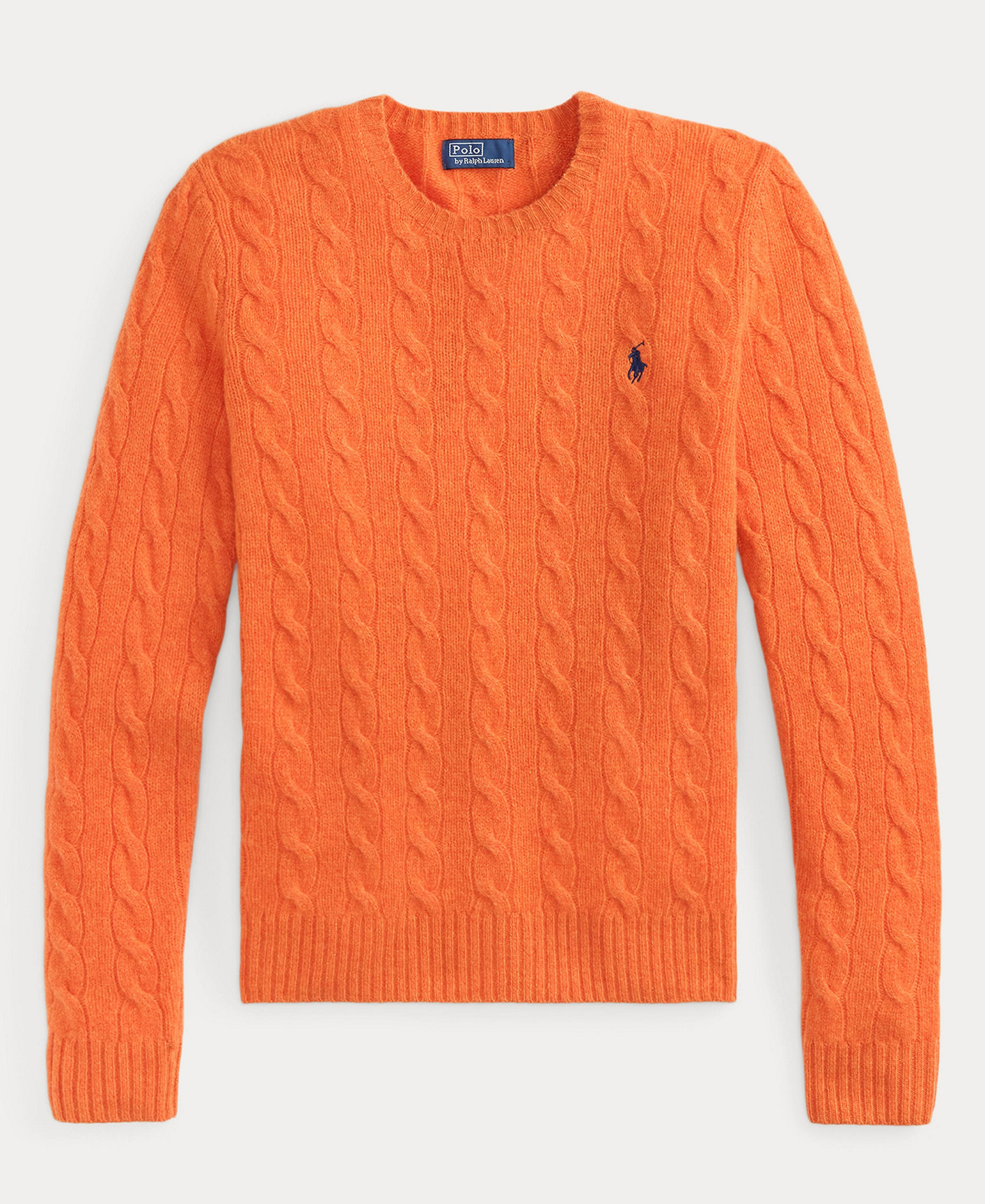 Polo Ralph Lauren Women's Cable Wool-Cashmere Crew Neck Sweater - Orange Rust Heather