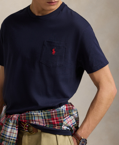 Polo Ralph Lauren Men's Classic-Fit Crewneck Pocket T-Shirt - Ink Blue