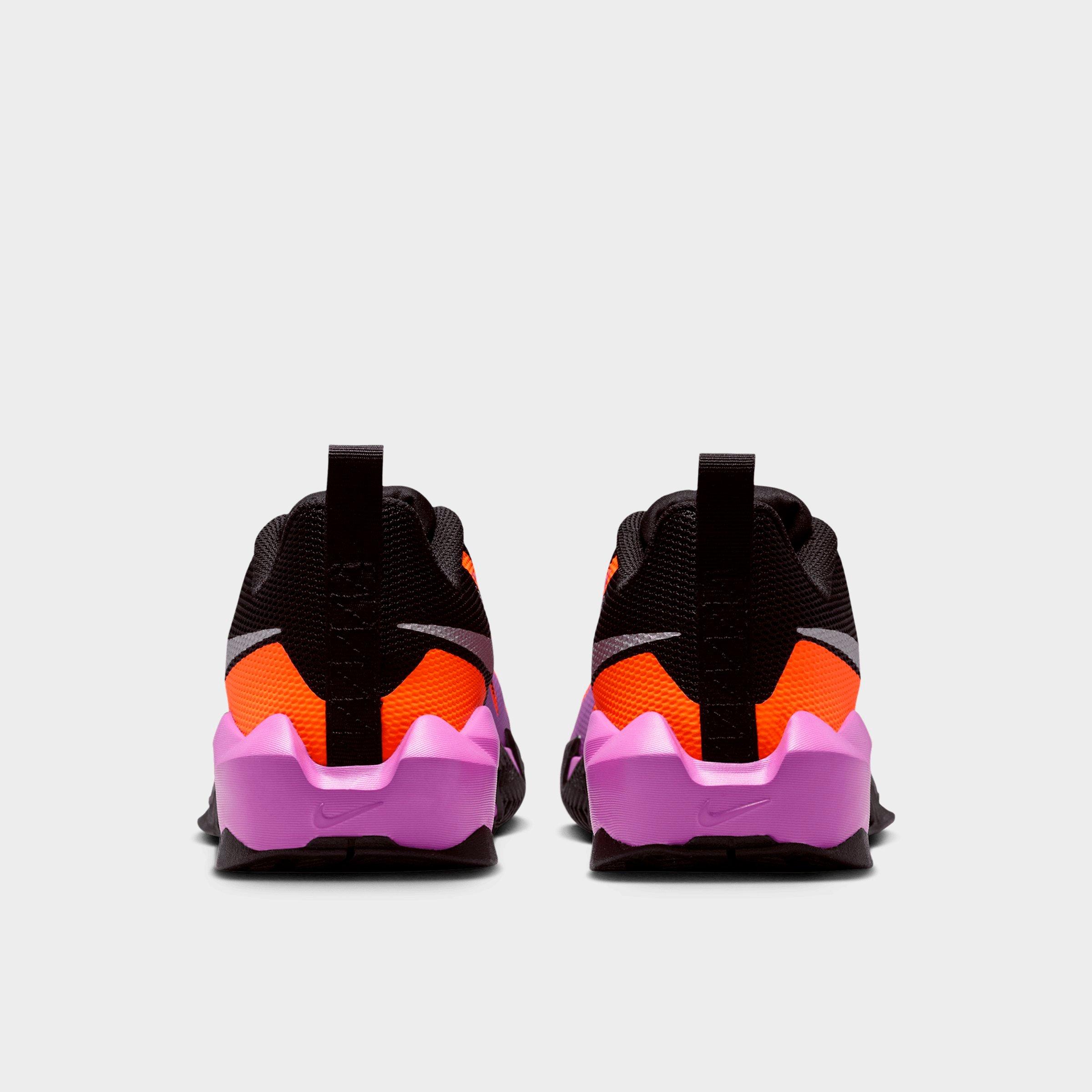 Big Kids' Nithtke S.T. Dynamite Basketball Shoes - Black/Bright Violet/Total Orange/Metallic Silver - Back view