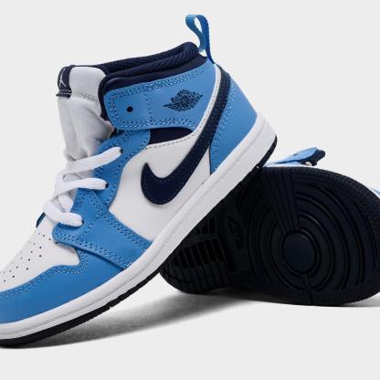 Kids' Toddler Air Jordan Retro 1 Mid Casual Shoes - University Blue/White/Sail/Midnight Navy - view 3