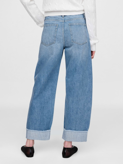 High Rise Barrel Jeans - Cuffed light indigo