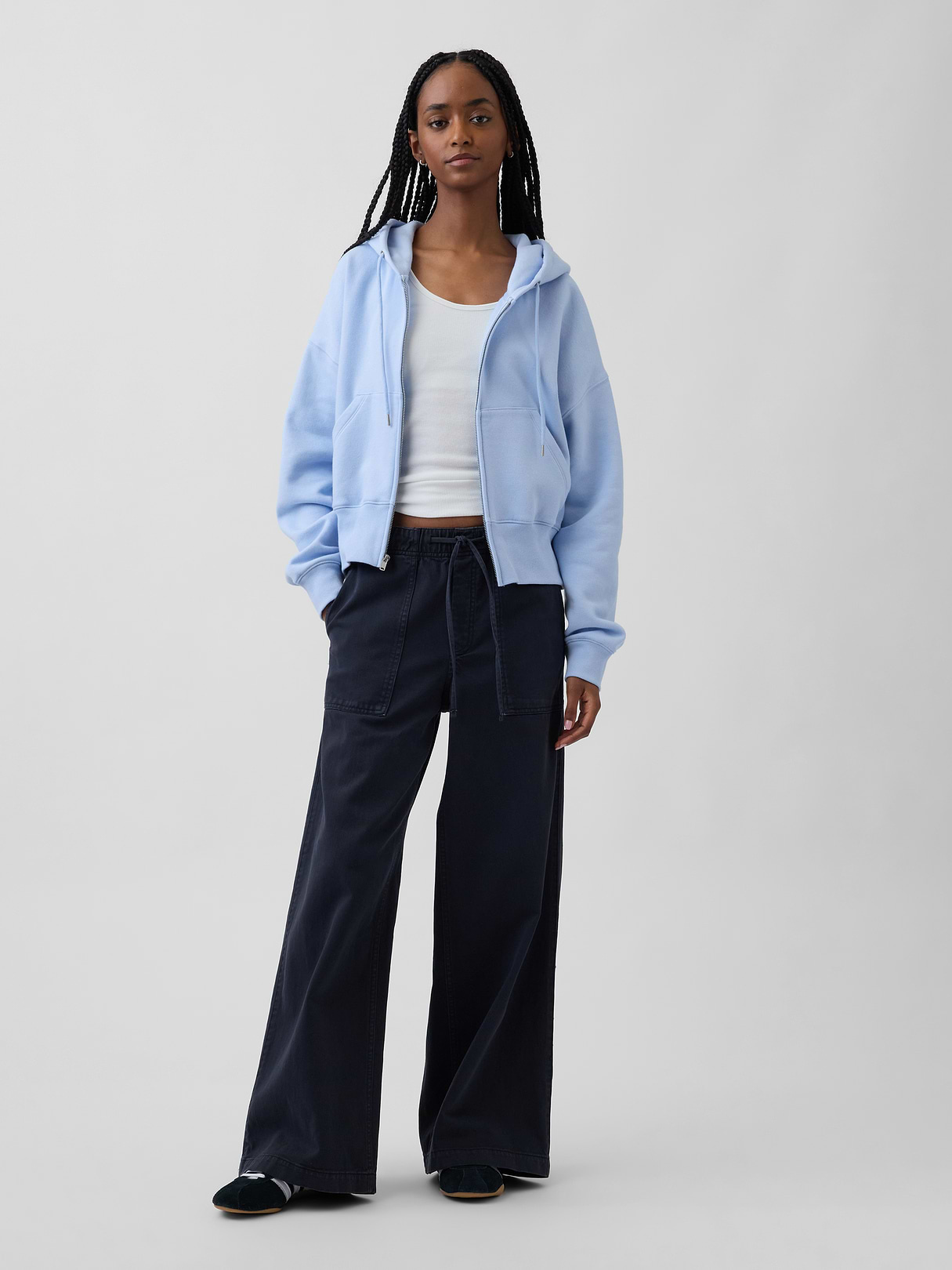 VintageSoft Wedge Zip Hoodie - Cerulean blue
