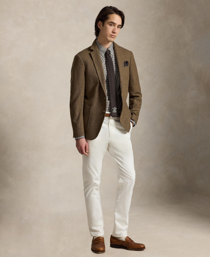 Polo Ralph Lauren Men's Stretch Poplin Shirt - Nutmeg Brown White