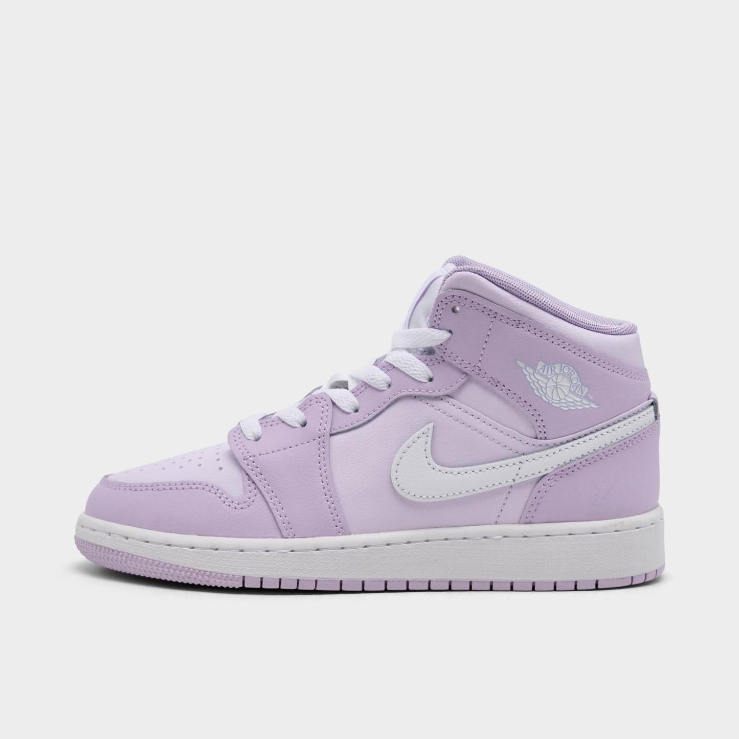 Big Kids' Air Jordan Retro 1 Mid Casual Shoes - Pink Foam/China Rose/White/Pink Foam - view 1