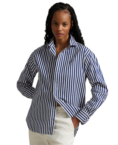 Polo Ralph Lauren Women's Relaxed-Fit Striped Cotton Shirt - Fall Royal/White