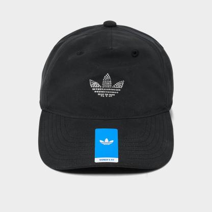 Women's adidas Originals Rhinestone Trefoil Strapback Hat - Black - view 3