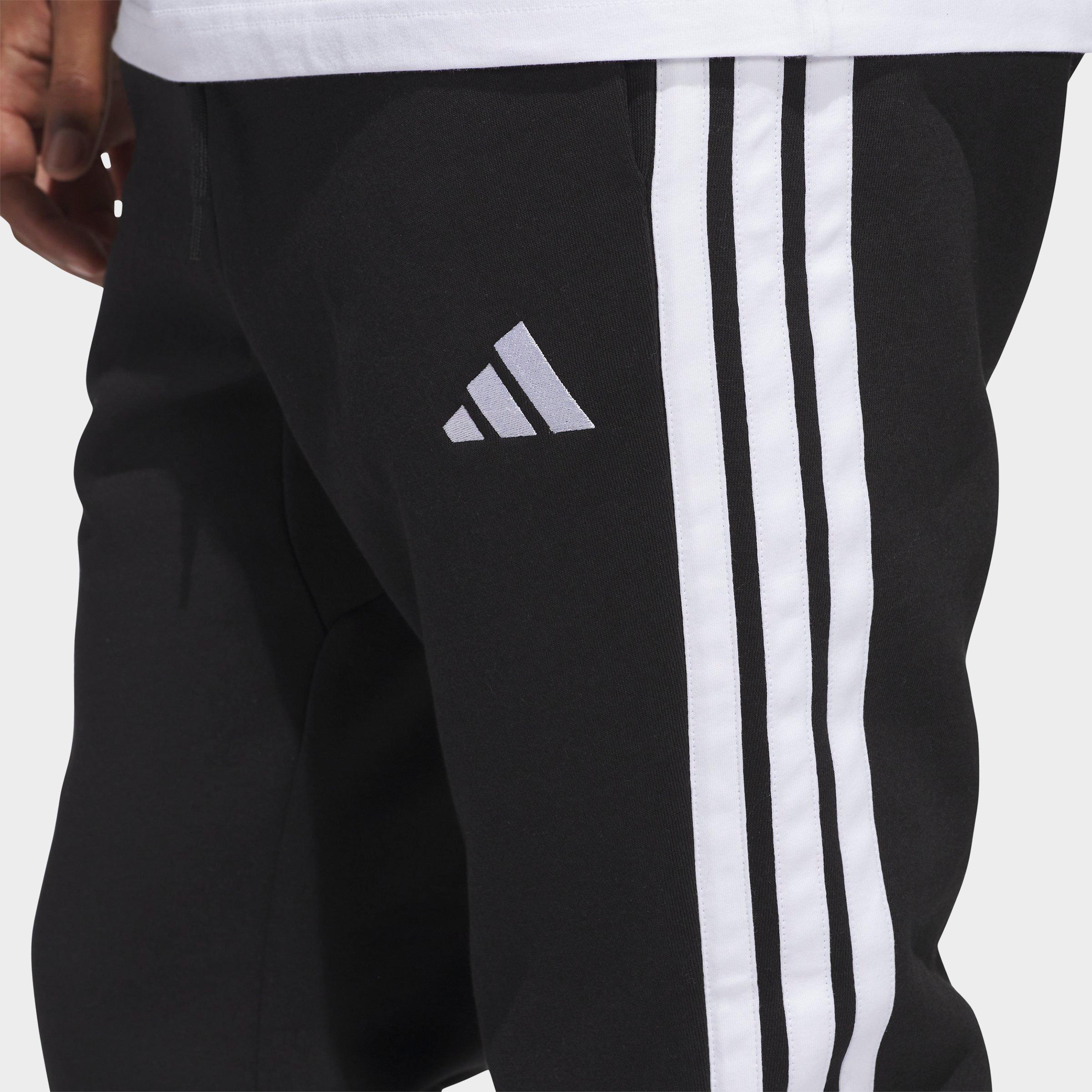 Men's adidas Essentials 3-Stripes Fleece Jogger Pants - Black/White