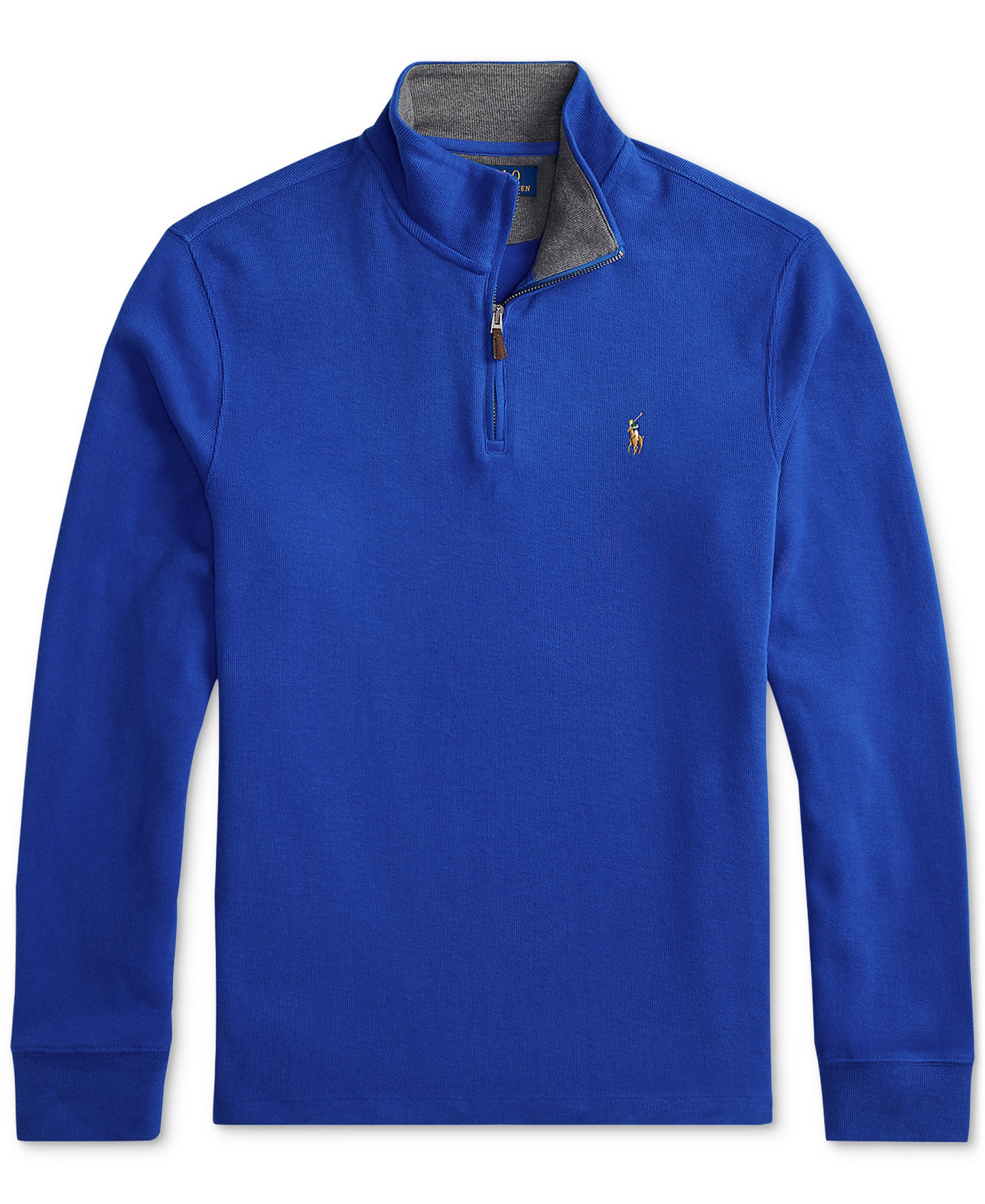 Polo Ralph Lauren Men's Estate-Rib Cotton Quarter-Zip Sweater - Sapphire Star/Barclay Heather Int