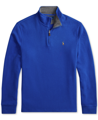 Polo Ralph Lauren Men's Estate-Rib Cotton Quarter-Zip Sweater - Sapphire Star/Barclay Heather Int
