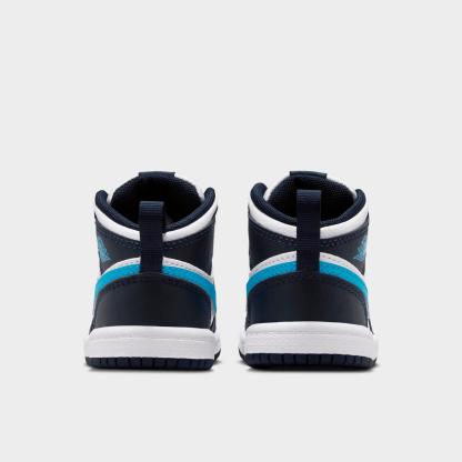 Kids' Toddler Air Jordan Retro 1 Mid Casual Shoes - Obsidian/White/Dark Powder Blue - view 4