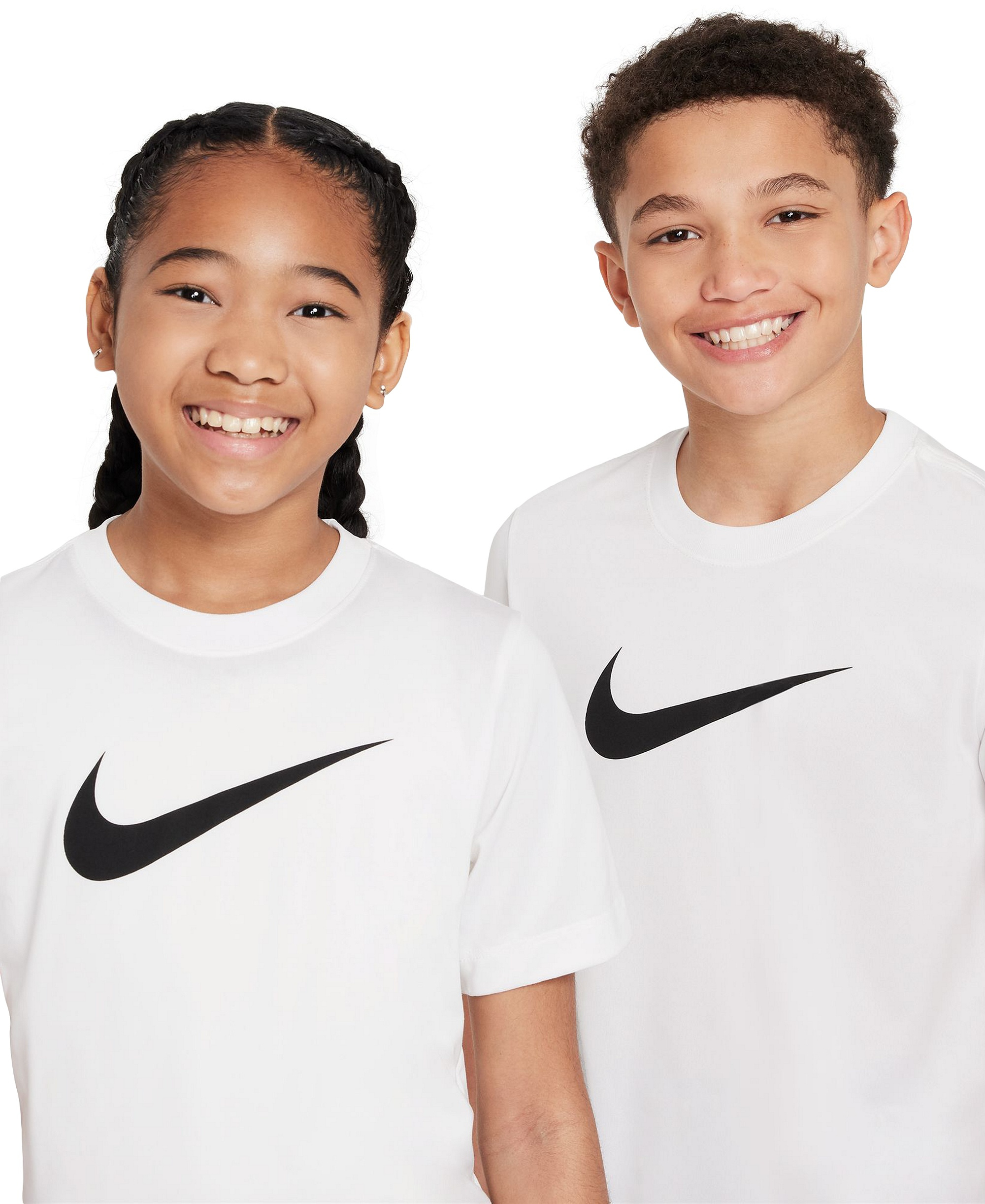Nike Big Boys' and Girls' Legend Swoosh-Logo Crewneck Dri-FIT T-Shirt - White