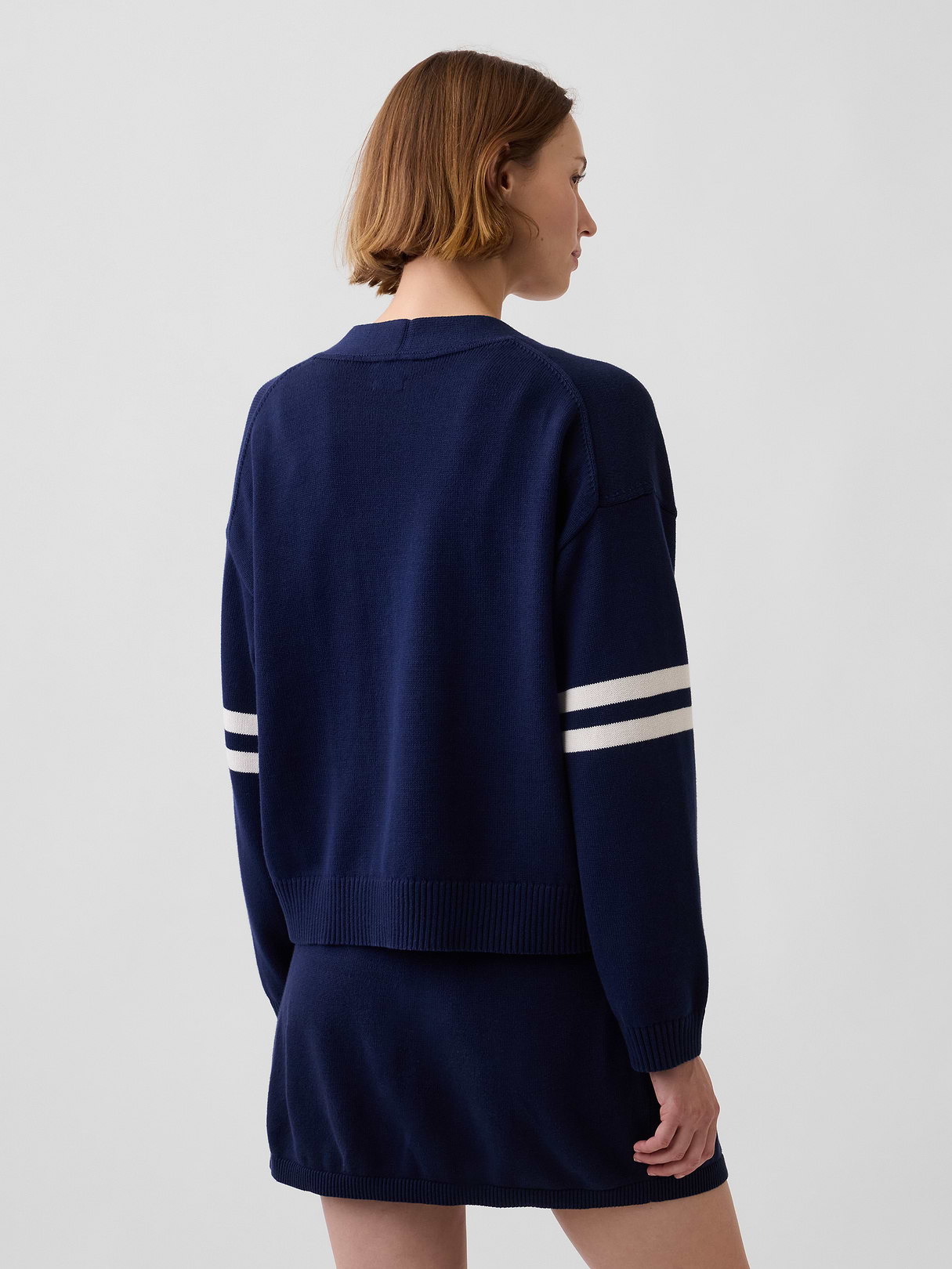 100% Cotton Oversized Cardigan Sweater - Tapestry navy blue