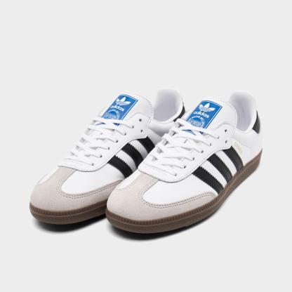 Big Kids' adidas Originals Samba OG Casual Shoes - Part 1 - Footwear White/Core Black/Gum - Both shoes facing left