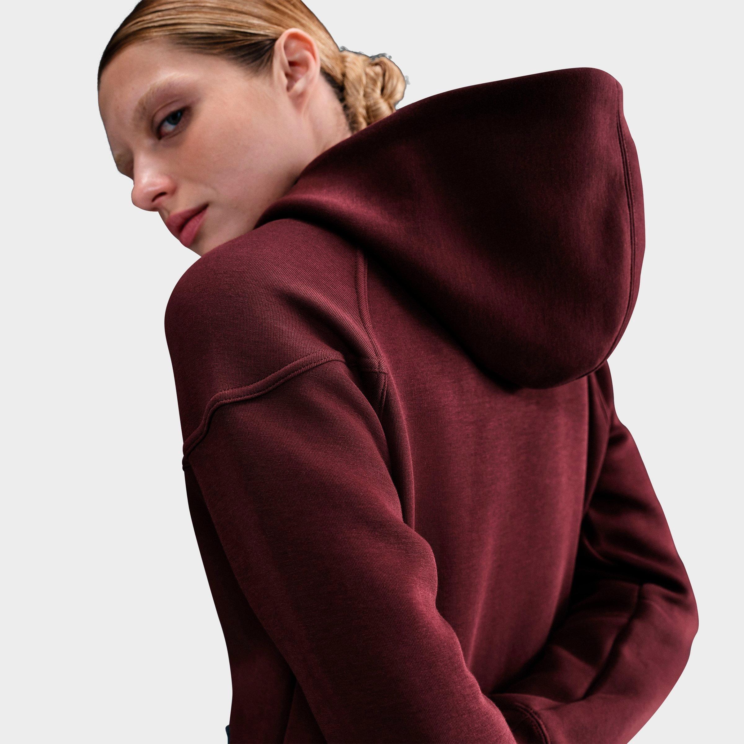 Women's Nithtke Sportswear Tech Fleece Windrunner Full-Zip Hoodie - Burgundy Crush/Black