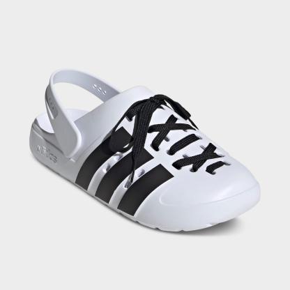 Men's adidas adilette 2.0 Clog Shoes - White/Black/Gold Metallic - view 2