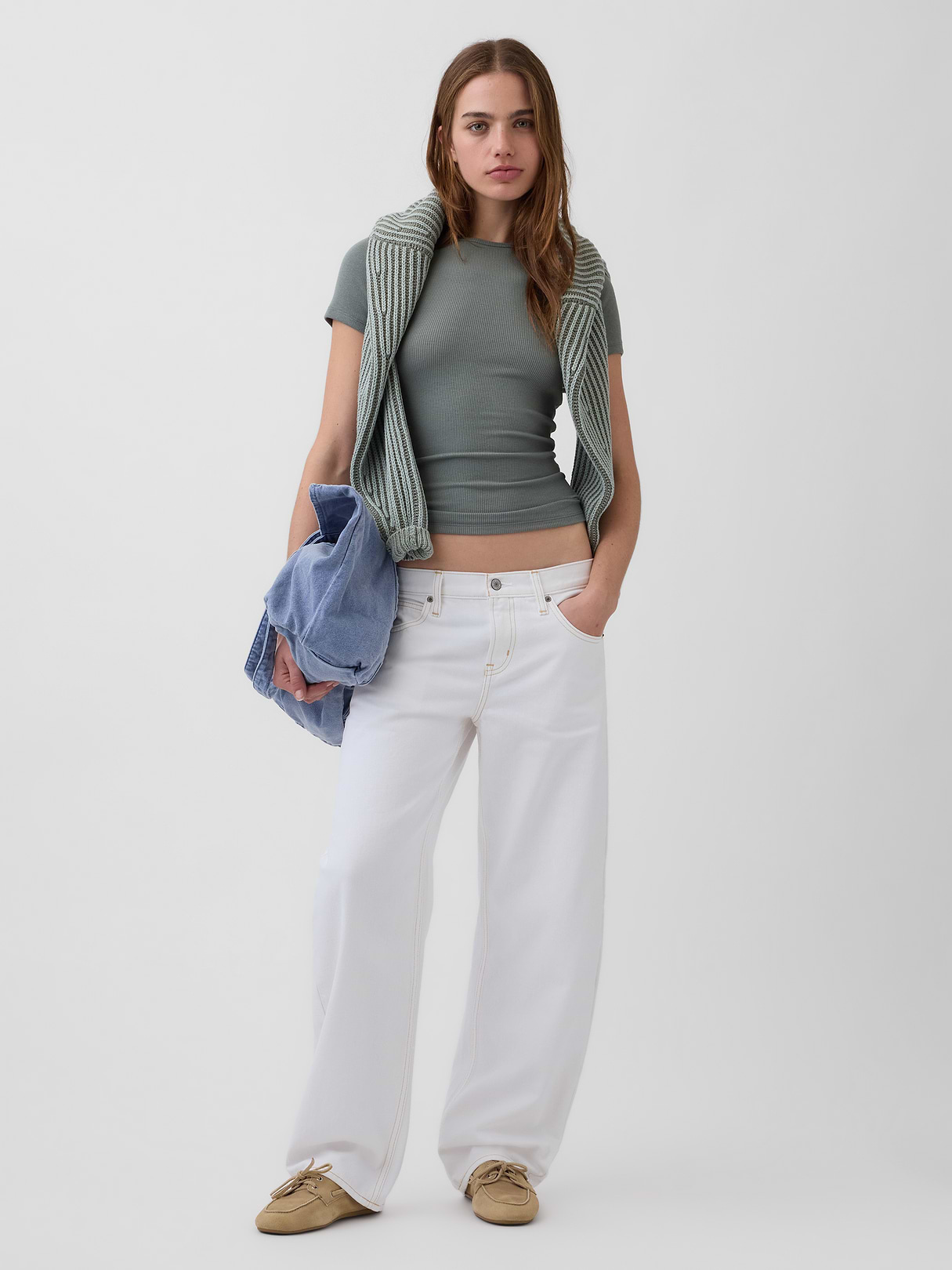 Modern Rib T-Shirt - Vintage palm green