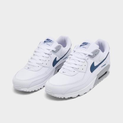 Men's Nike Air Max 90 Casual Shoes - White/Wolf Grey/Diffused Blue