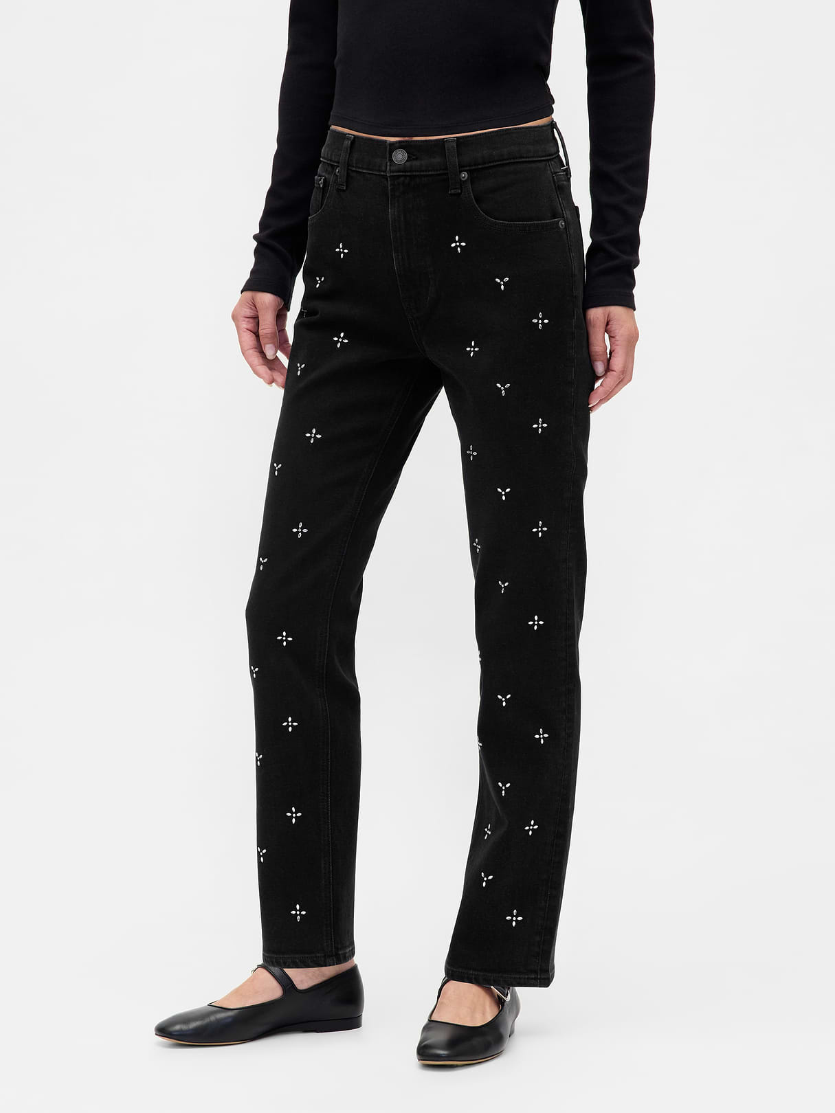 High Rise '90s Slim Straight Jeans - Poetic black