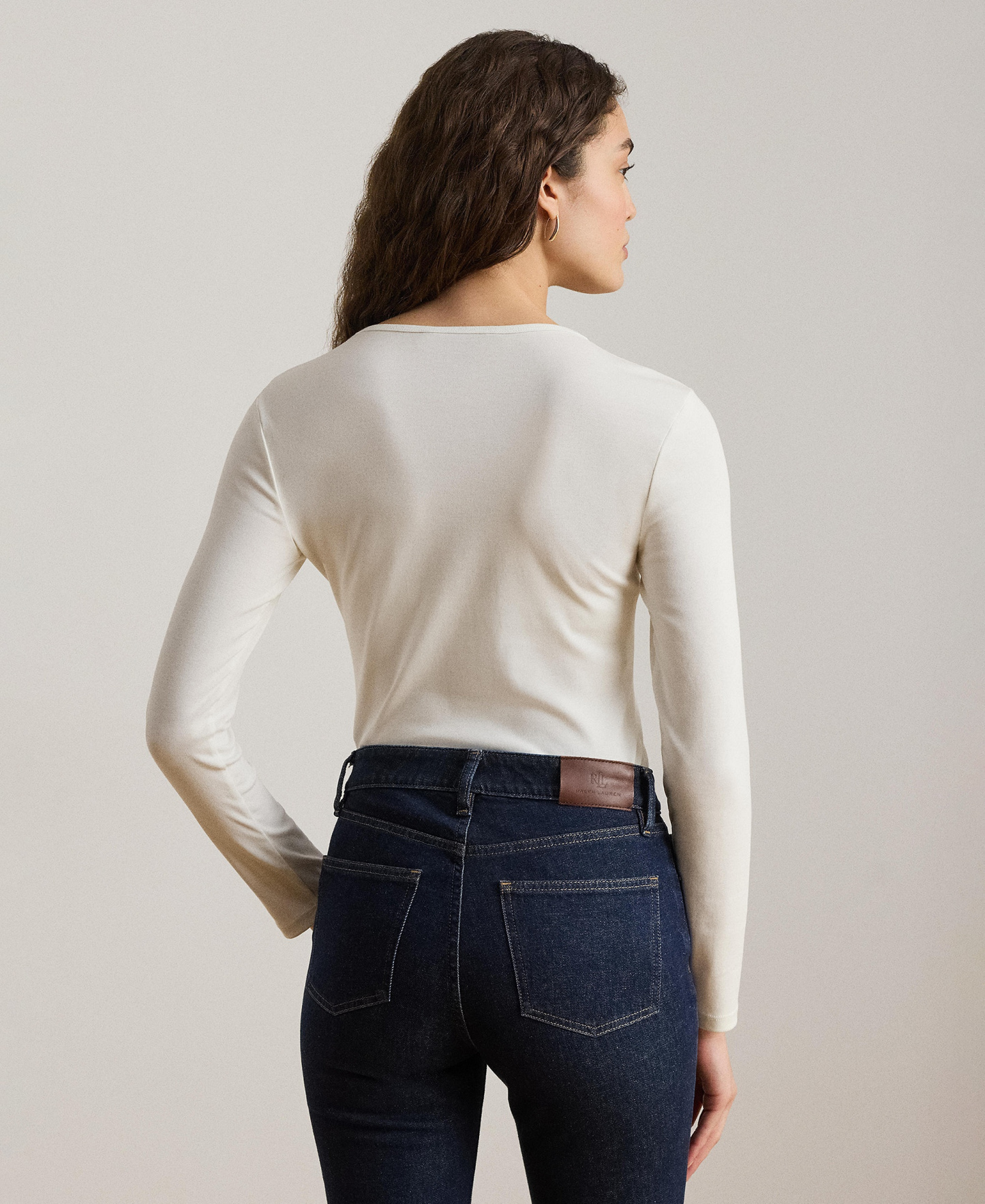 Lauren Ralph Lauren Cotton-Blend Long-Sleeve Top - White