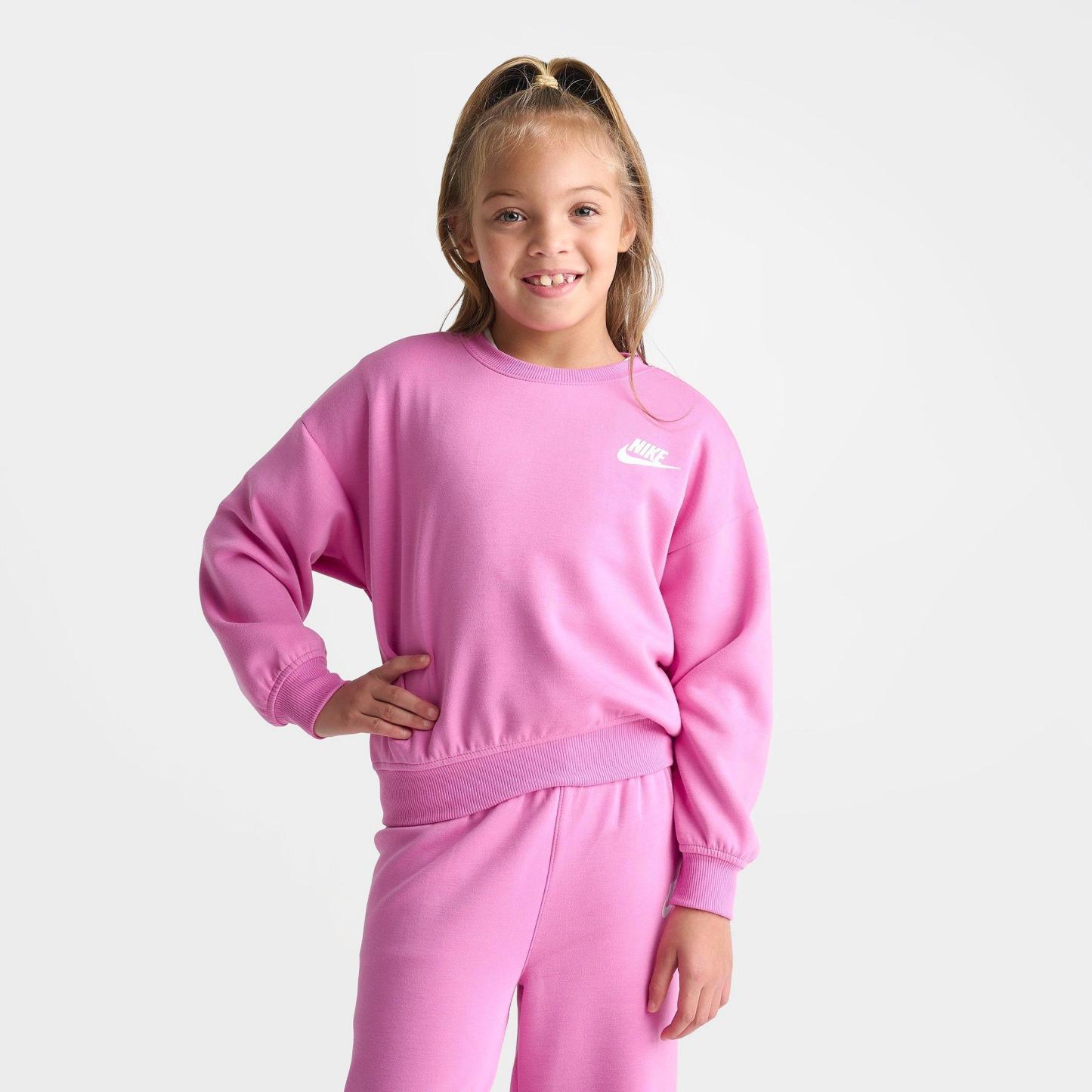 Girls' Little Kids' Nithtke Crewneck Sweatshirt and Wide Leg Sweatpants Set - Playful Pink